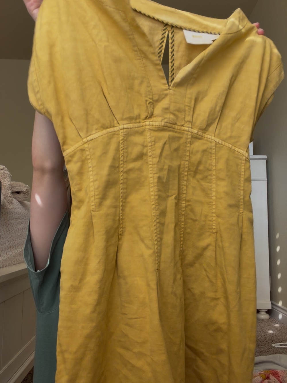 Anthropologie Yellow Linen-Blend Fit-and-Flare Dress